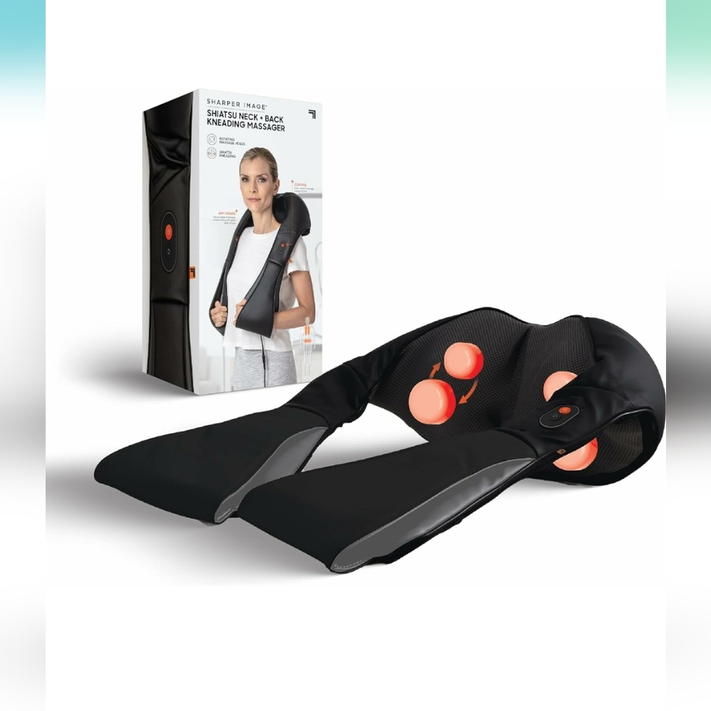 Sharper Image Shiatsu Neck and Back Kneading Massager - plug in NeW
